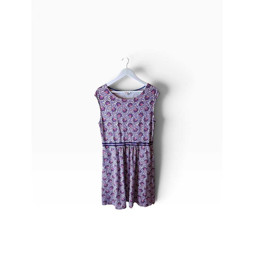 Boden Purple Floral Paisley Cotton Modal Sleeveless Fit Flare Dress US 12R JO328